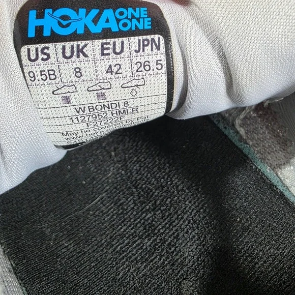 Hoka Bondi 8 Running Shoes Cushioned Comfort Walking Gray Women's 9.5 - Picture 8 of 8
